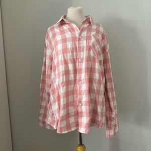 Pink long sleeve flannel button down shirt